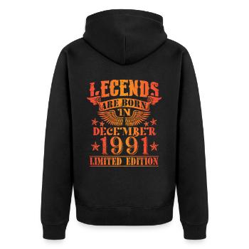 Anniversaire Décembre 1991 Edition Limitée Millésime - Veste à capuche bio Premium Unisexe - noir - Dos - Nico (187cm)