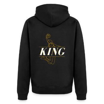 Funny basketball player King Slam - Unisex Premium Organic Zip Hoodie - black - Back - Nico (187cm)