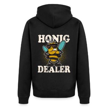Honig Dealer Bienen Imker Biene - Unisex Premium Bio Zip Hoodie - Schwarz - Hinten - Nico (187cm)