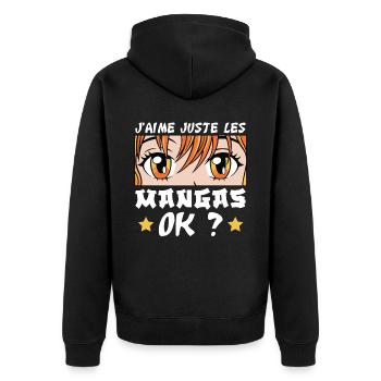J'Aime Juste Les Mangas - Veste à capuche bio Premium Unisexe - noir - Dos - Nico (187cm)