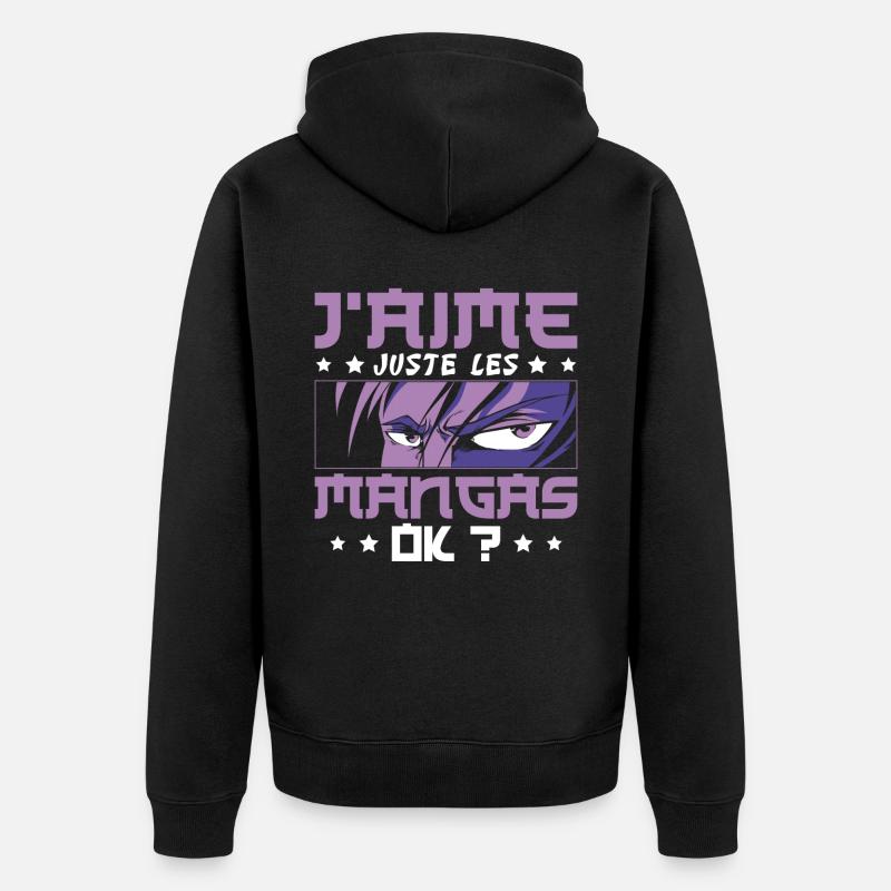J'Aime Juste Les Mangas - Veste à capuche bio Premium Unisexe - noir
