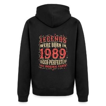Legends were born in 1989 Birthday - Unisex Premium Organic Zip Hoodie - black - Back - Nico (187cm)