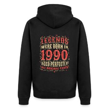 Les légendes sont nées en 1990 Anniversaire - Veste à capuche bio Premium Unisexe - noir - Dos - Nico (187cm)