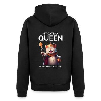 My Cat Is A Queen Cartoon Cat Crown Queen - Unisex Premium Organic Zip Hoodie - black - Back - Nico (187cm)