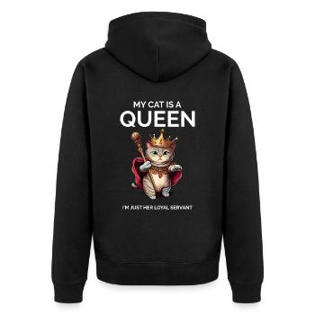 Stolze Katzenbesitzerin Katzenmutter - Unisex Premium Bio Zip Hoodie - Schwarz - Hinten - Nico (187cm)