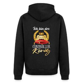 Cooles Gaming Zocker Spruch Design - Unisex Premium Bio Zip Hoodie - Schwarz - Hinten - Nico (187cm)