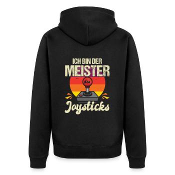 Cooles Gaming Zocker Spruch Design - Unisex Premium Bio Zip Hoodie - Schwarz - Hinten - Nico (187cm)