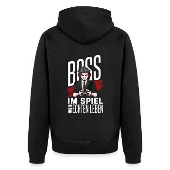 Cooles Gaming Zocker Spruch Design - Unisex Premium Bio Zip Hoodie - Schwarz - Hinten - Nico (187cm)