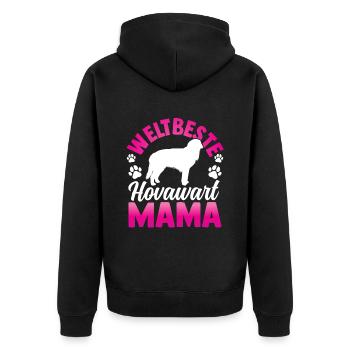 Weltbeste Hovawart Mama derber Bauernhund - Unisex Premium Bio Zip Hoodie - Schwarz - Hinten - Nico (187cm)