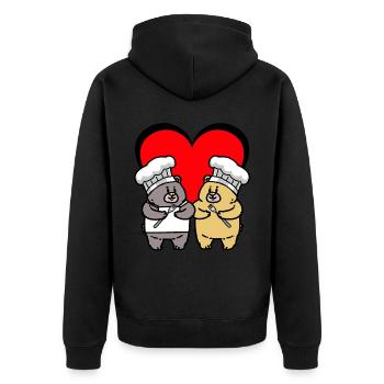Teddybär Koch Geburtstagsgeschenk Köchin kochen - Unisex Premium Bio Zip Hoodie - Schwarz - Hinten - Nico (187cm)