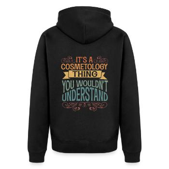 Kosmetologie Geschenk Kosmetikerin - Unisex Premium Bio Zip Hoodie - Schwarz - Hinten - Nico (187cm)