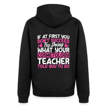 Kosmetologie Geschenk Kosmetikerin - Unisex Premium Bio Zip Hoodie - Schwarz - Hinten - Nico (187cm)