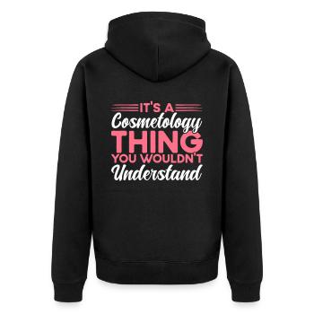 Kosmetologie Geschenk Kosmetikerin - Unisex Premium Bio Zip Hoodie - Schwarz - Hinten - Nico (187cm)