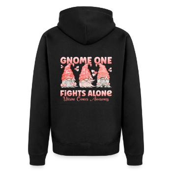 Gnome One fights uterine cancer - Unisex Premium Organic Zip Hoodie - black - Back - Nico (187cm)