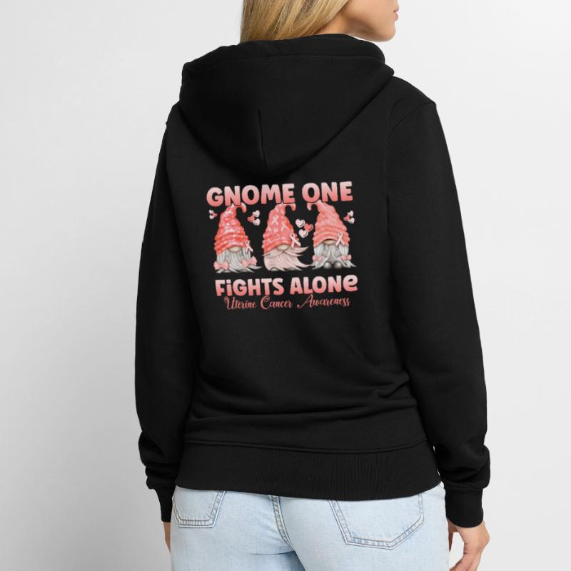 Gnome One Bekämpft Gebärmutterkrebs Unisex Premium Bio Zip Hoodie