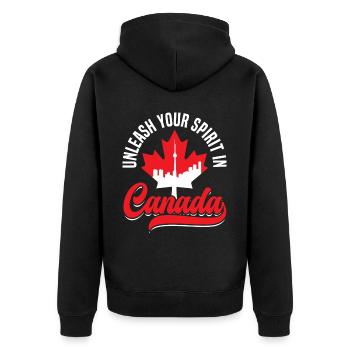 Happy Canada Day Canadian Canada Flag Maple Leaf - Unisex Premium Organic Zip Hoodie - black - Back - Nico (187cm)