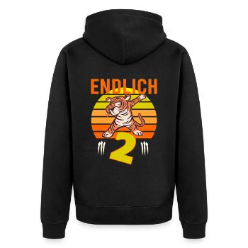 2 Geburtstag Löwe Tiger witzig 2 Jahre Junge - Unisex Premium Bio Zip Hoodie - Schwarz - Hinten - Nico (187cm)