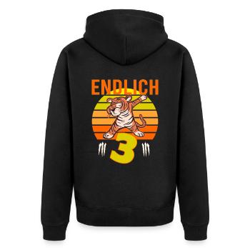 3 Geburtstag Löwe Tiger witzig 3 Jahre Junge - Unisex Premium Bio Zip Hoodie - Schwarz - Hinten - Nico (187cm)