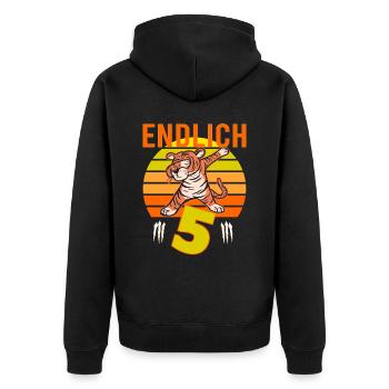 5 Geburtstag Löwe Tiger witzig 5 Jahre Junge - Unisex Premium Bio Zip Hoodie - Schwarz - Hinten - Nico (187cm)