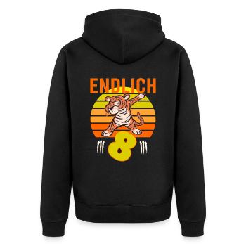 8 Geburtstag Löwe Tiger witzig 8 Jahre Junge - Unisex Premium Bio Zip Hoodie - Schwarz - Hinten - Nico (187cm)