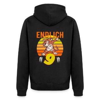 9 Geburtstag Löwe Tiger witzig 9 Jahre Junge - Unisex Premium Bio Zip Hoodie - Schwarz - Hinten - Nico (187cm)