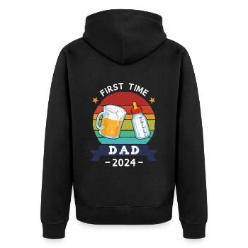 First Time Dad 2024 - Unisex Premium Bio Zip Hoodie - Schwarz - Hinten - Nico (187cm)
