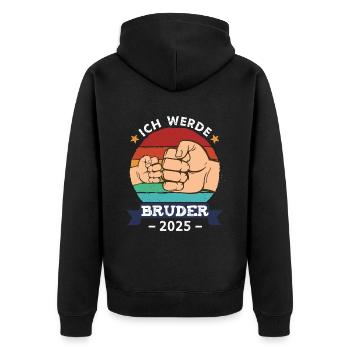 Ich werde Bruder 2025 - Unisex Premium Bio Zip Hoodie - Schwarz - Hinten - Nico (187cm)