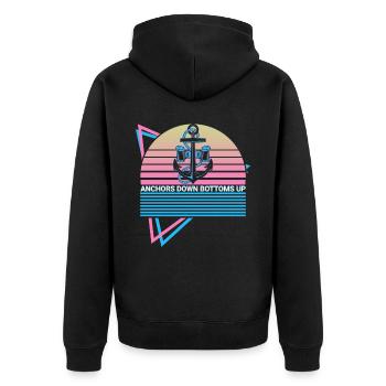 Lustige Bootsfahrt Retro - Unisex Premium Bio Zip Hoodie - Schwarz - Hinten - Nico (187cm)