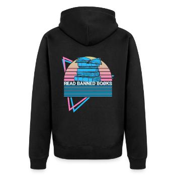 Book reader Bookworm - Unisex Premium Organic Zip Hoodie - black - Back - Nico (187cm)