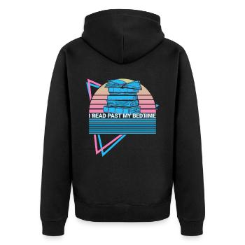 Funny Book Reader Bookworm - Unisex Premium Organic Zip Hoodie - black - Back - Nico (187cm)