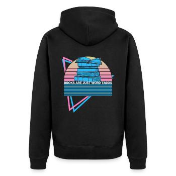 Funny Book Reader Bookworm - Unisex Premium Organic Zip Hoodie - black - Back - Nico (187cm)