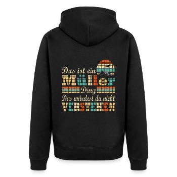 Name Müller - Unisex Premium Bio Zip Hoodie - Schwarz - Hinten - Nico (187cm)