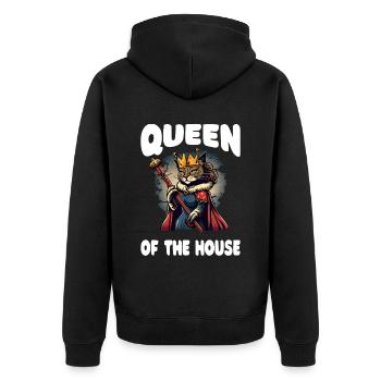 Lustiger Spruch stolzer Katzenbesitzer - Unisex Premium Bio Zip Hoodie - Schwarz - Hinten - Nico (187cm)