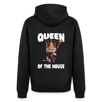 Katzendame - Lustig - Unisex Premium Bio Zip Hoodie - Schwarz - Hinten - Nico (187cm)