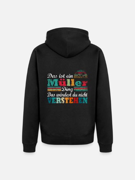 Müller - Unisex Premium Bio Zip Hoodie - Schwarz