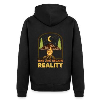 funny hiking Hike and escape from reality - Unisex Premium Organic Zip Hoodie - black - Back - Nico (187cm)