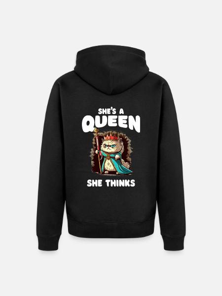 Katzendame - Lustig - Unisex Premium Bio Zip Hoodie - Schwarz