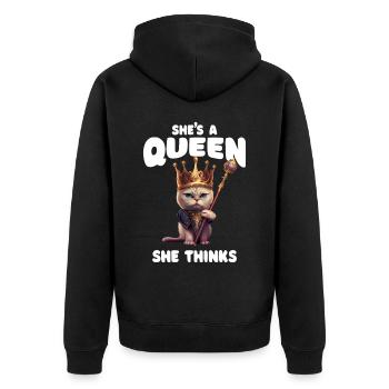 Sarcastic Cat - Unisex Premium Organic Zip Hoodie - black - Back - Nico (187cm)