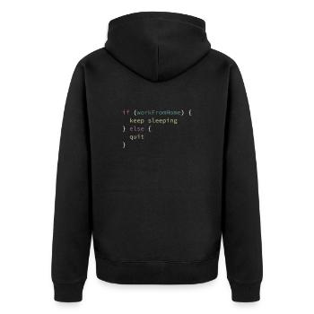 Lustige Arbeit von zu Hause aus Computer - Unisex Premium Bio Zip Hoodie - Schwarz - Hinten - Nico (187cm)