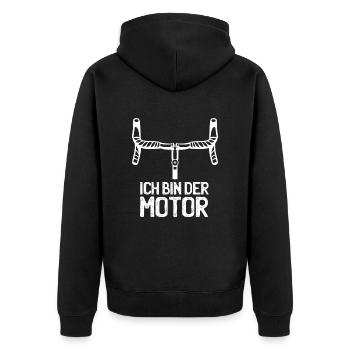 Ich Bin Der Motor Lustiges Biker MTB - Unisex Premium Bio Zip Hoodie - Schwarz - Hinten - Nico (187cm)