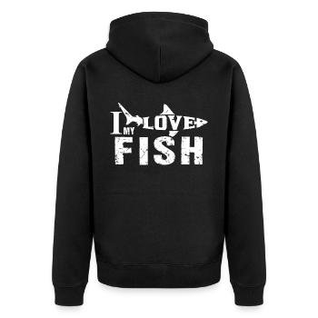 J’adore mon poisson - - Veste à capuche bio Premium Unisexe - noir - Dos - Nico (187cm)