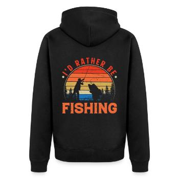 Ich würde lieber fischen 6 - - Unisex Premium Bio Zip Hoodie - Schwarz - Hinten - Nico (187cm)