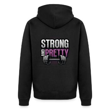 Strong and Pretty Female Bodybuilder Women - Unisex Premium Organic Zip Hoodie - black - Back - Nico (187cm)