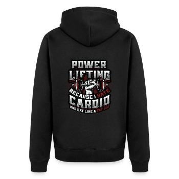 Funny Power Lifting Gewichtheben - Unisex Premium Bio Zip Hoodie - Schwarz - Hinten - Nico (187cm)