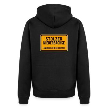 Niedersachsen Niedersachse Hannover Hannoveraner - Unisex Premium Bio Zip Hoodie - Schwarz - Hinten - Nico (187cm)