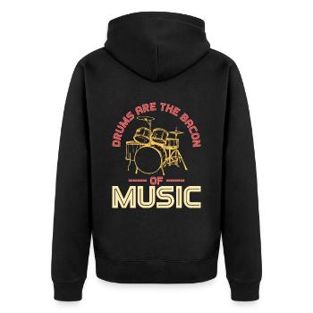 Drums Are Bacon Schlagzeug - Unisex Premium Organic Zip Hoodie - black - Back - Nico (187cm)