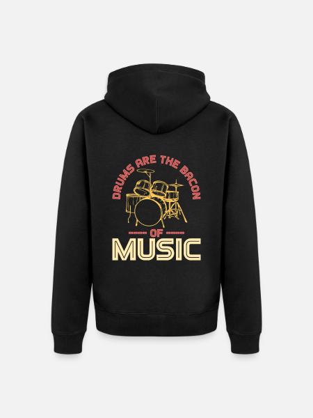 Drums Are Bacon Schlagzeug - Unisex Premium Organic Zip Hoodie - black