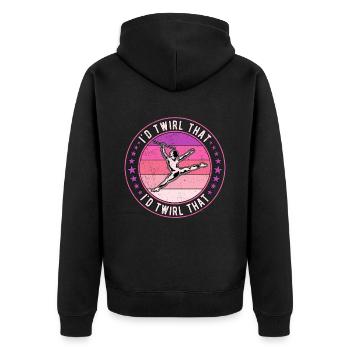 Baton Twirling Rod Turning I'd Twirl That - Unisex Premium Organic Zip Hoodie - black - Back - Nico (187cm)