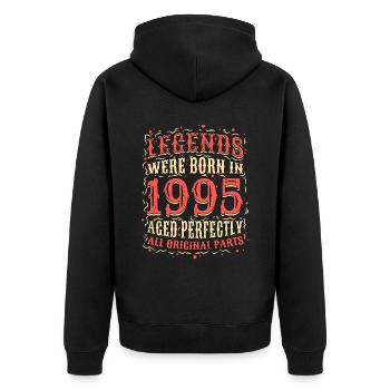 Les légendes sont nées en 1995 Anniversaire - Veste à capuche bio Premium Unisexe - noir - Dos - Nico (187cm)