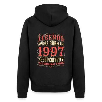 Les légendes sont nées en 1997 Anniversaire - Veste à capuche bio Premium Unisexe - noir - Dos - Nico (187cm)